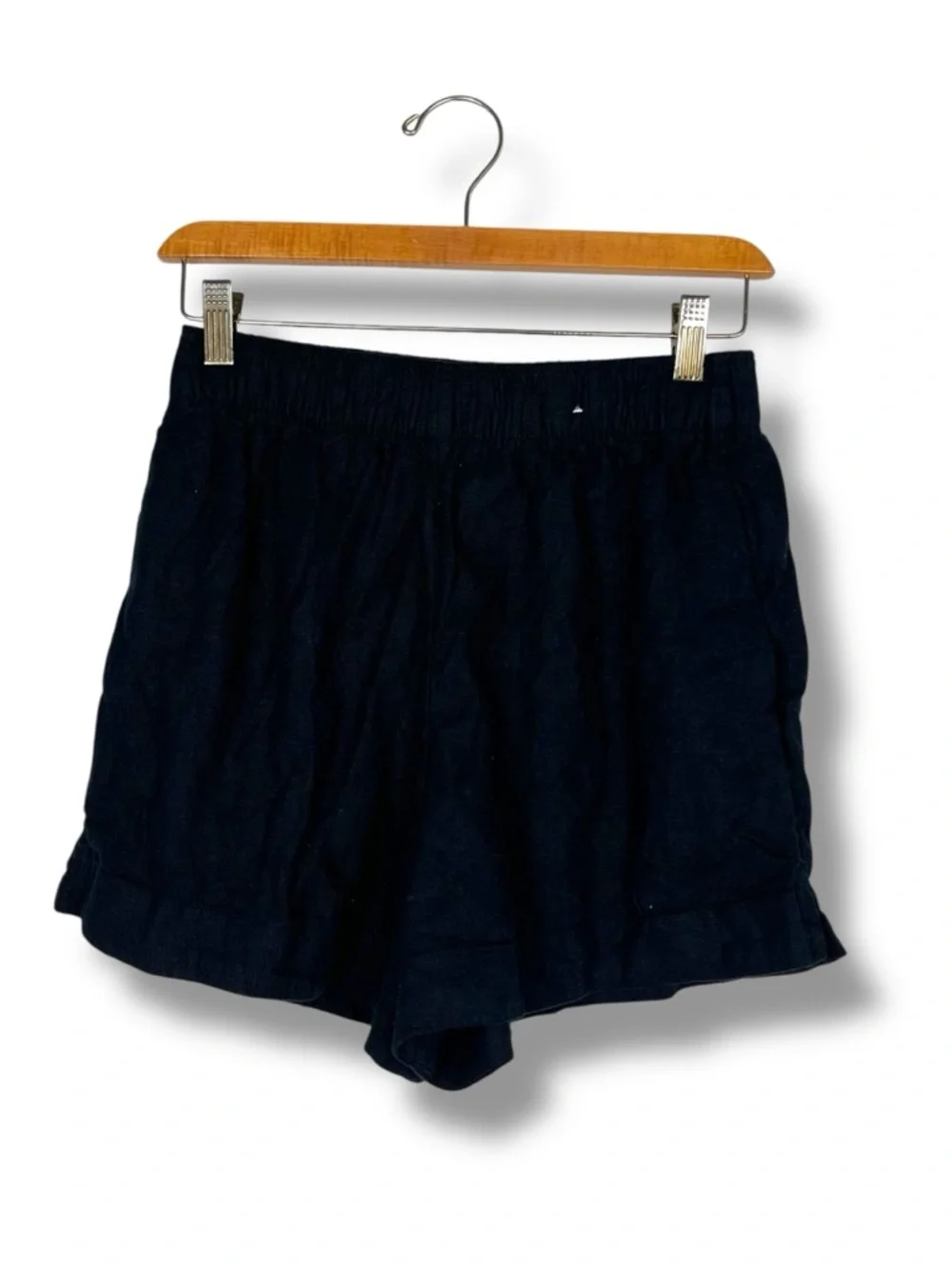 Abercrombie & Fitch Linen Blend Shorts Black Pull On Small Pockets Travel Lined - Picture 4 of 9